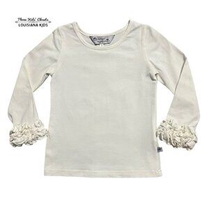 Midnight Magnolia Sz 3 White Ruffle Sleeve Top